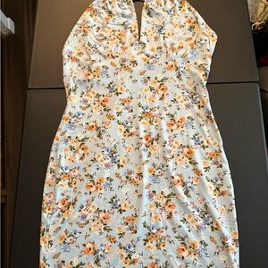 Haute Monde Backless Floral Dress - White and Orange